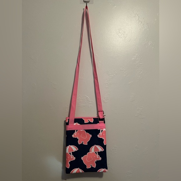 Simply Southern Small Canvas Shoulder Bag, Cross Body, Pink Elephants Umbrellas - Picture 8 of 10